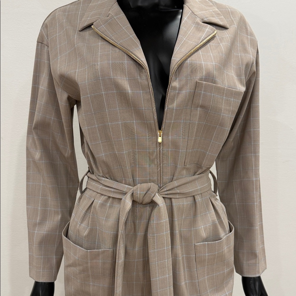 MAJE Paris Plaid Check Tailored Belted Jumpsuit NEW Size 38/M Never worn